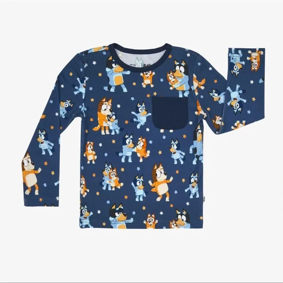 Bluey & Dingo Dance Party Little Sleepies Play Long Sleeve  T-Shirt NEW NIB - Picture 2 of 3